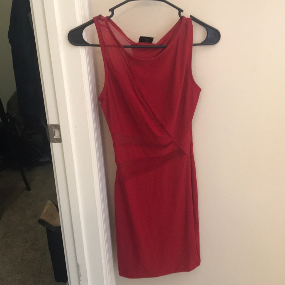 Sheer peep red dress